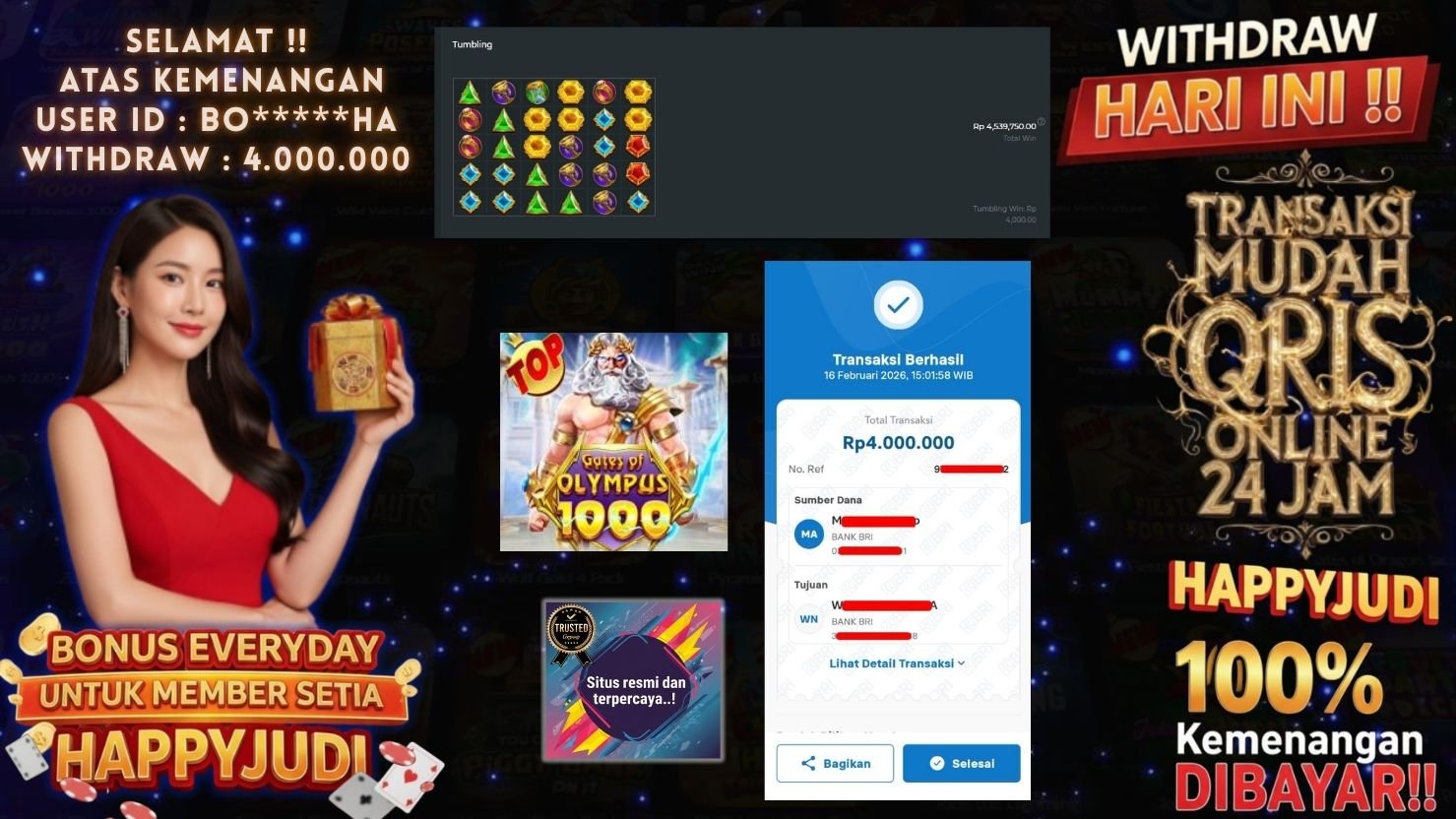 HAPPYJUDI JACKPOT SLOT GATES OF OLYMPUS 1000